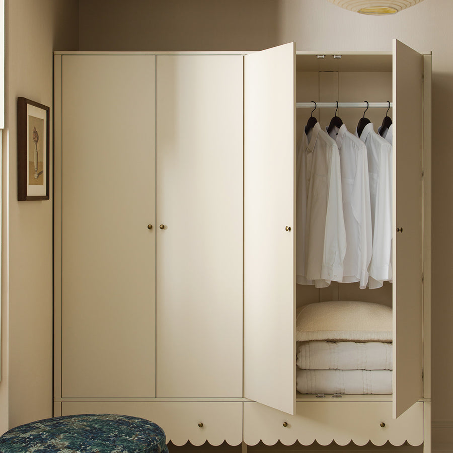 Henley Scalloped Edge 4-Door Wardrobe, Light Sand