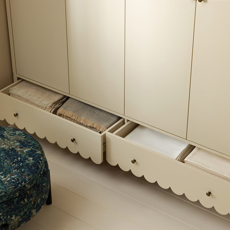 Henley Scalloped Edge 4-Door Wardrobe, Light Sand
