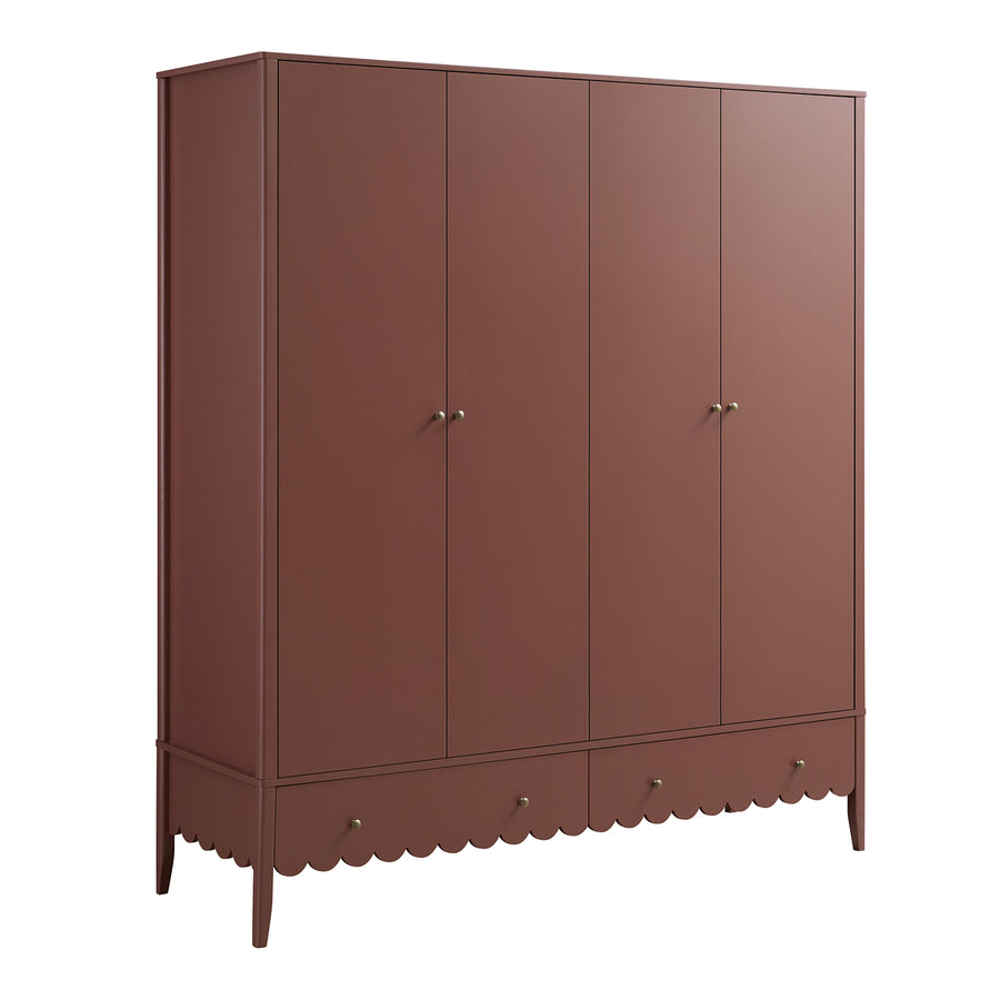 Henley Scalloped Edge 4-Door Wardrobe, Rosewood