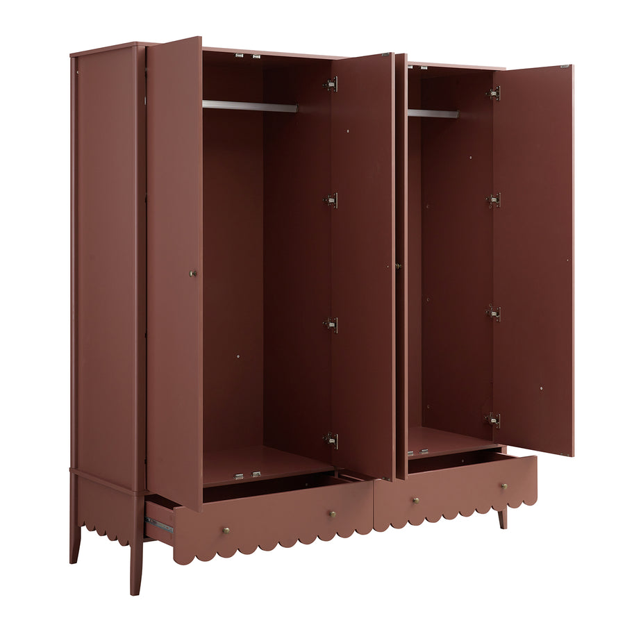 Henley Scalloped Edge 4-Door Wardrobe, Rosewood