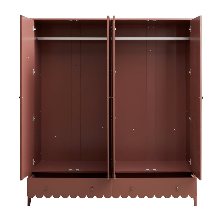 Henley Scalloped Edge 4-Door Wardrobe, Rosewood
