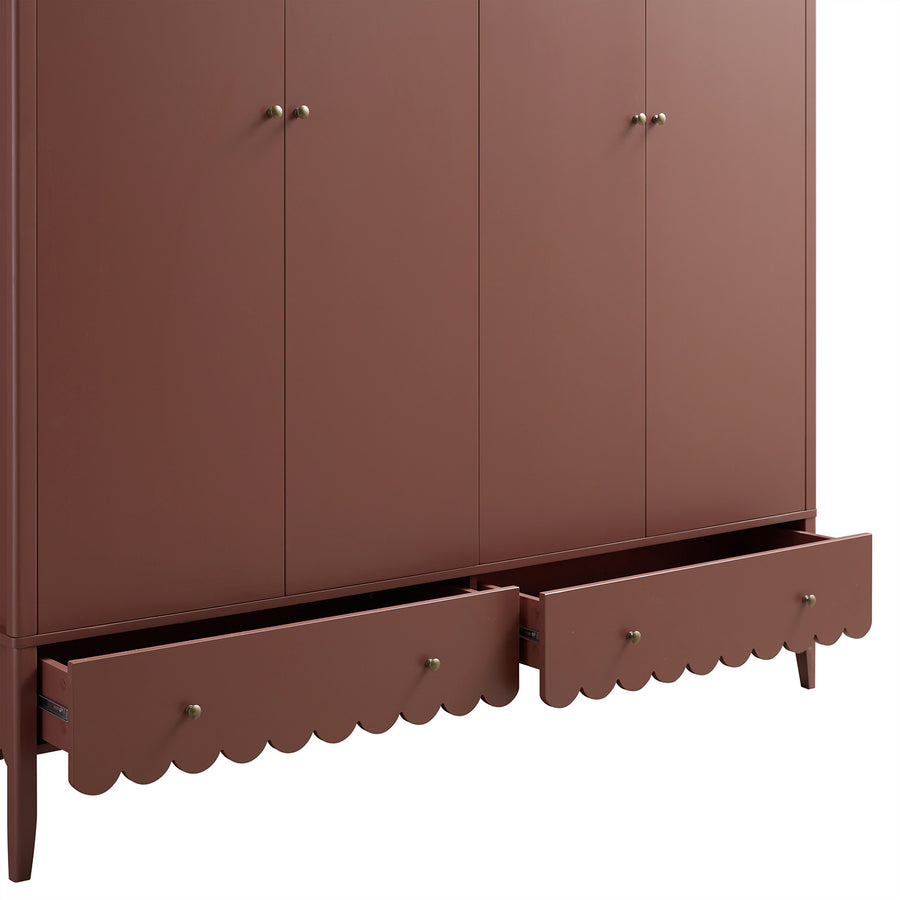 Henley Scalloped Edge 4-Door Wardrobe, Rosewood