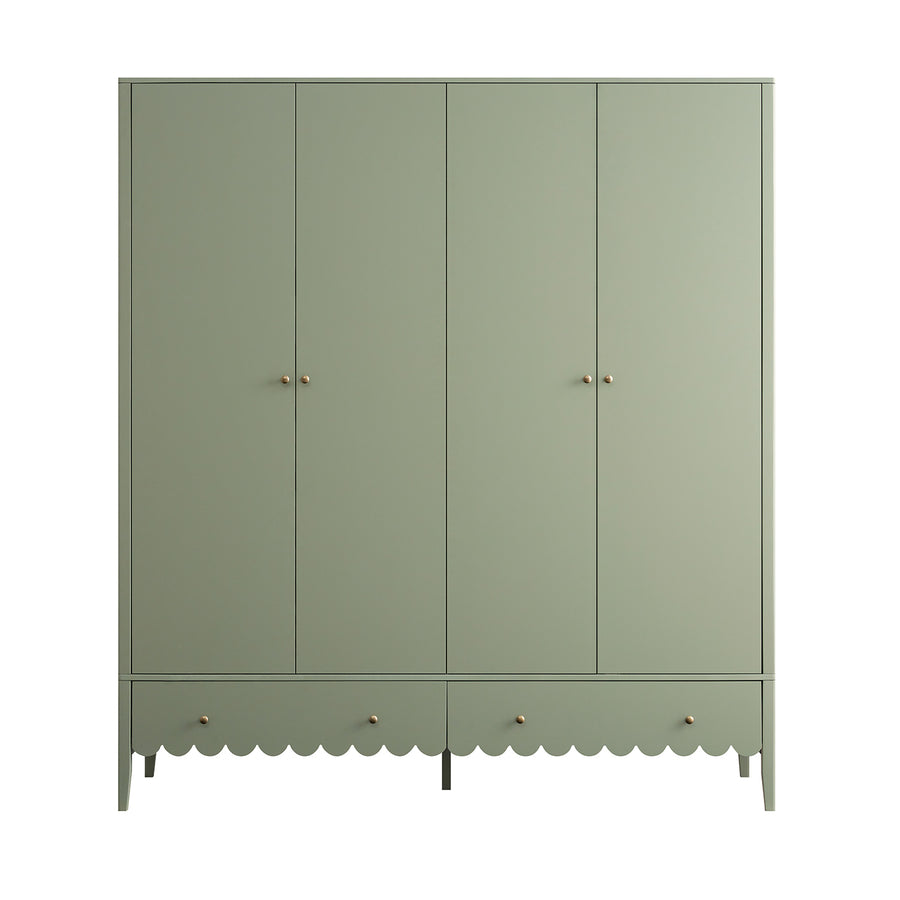 Henley Scalloped Edge 4-Door Wardrobe, Sage Green