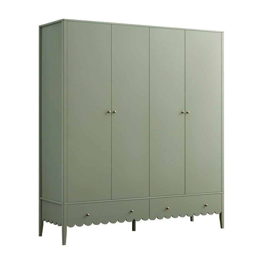 Henley Scalloped Edge 4-Door Wardrobe, Sage Green