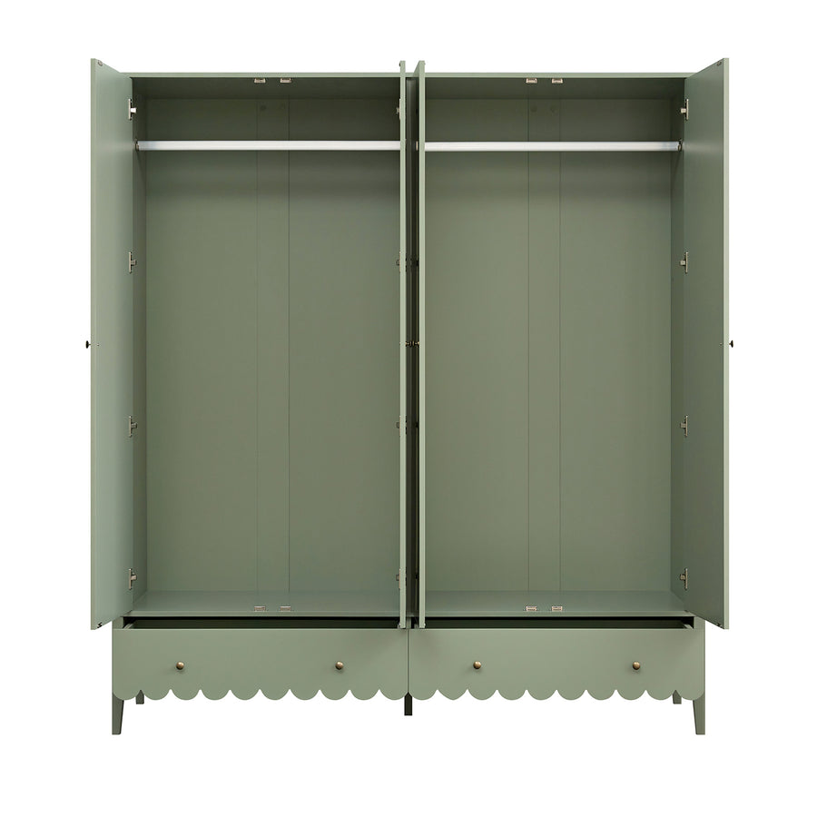 Henley Scalloped Edge 4-Door Wardrobe, Sage Green