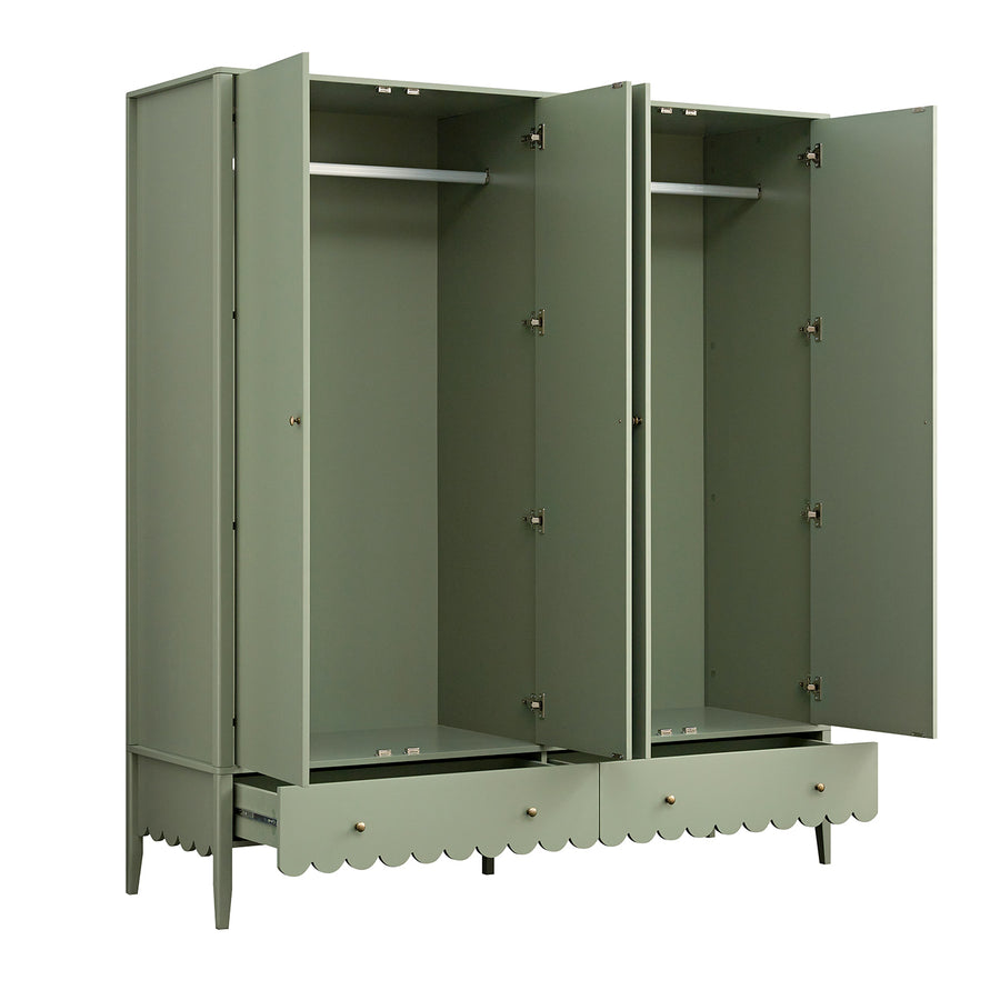 Henley Scalloped Edge 4-Door Wardrobe, Sage Green