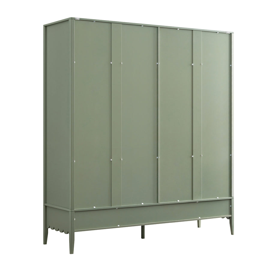 Henley Scalloped Edge 4-Door Wardrobe, Sage Green