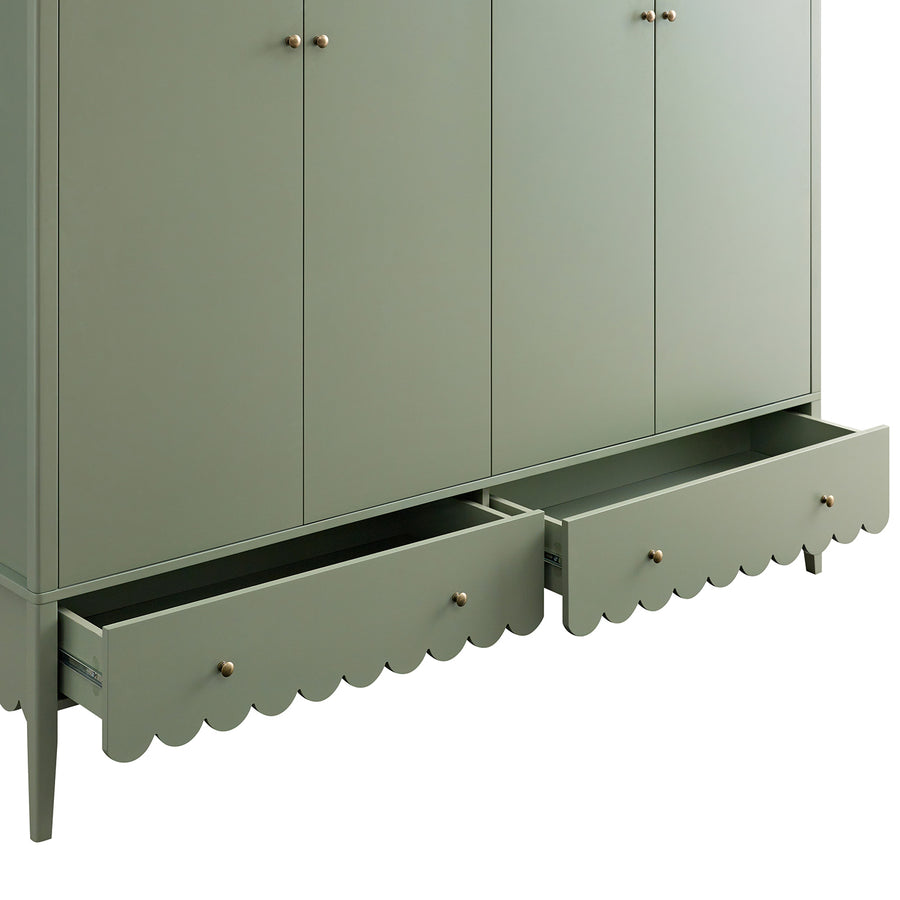 Henley Scalloped Edge 4-Door Wardrobe, Sage Green