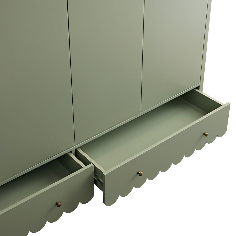 Henley Scalloped Edge 4-Door Wardrobe, Sage Green