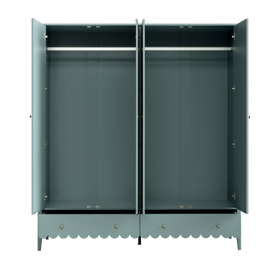 Henley Scalloped Edge 4-Door Wardrobe, Blue Spruce