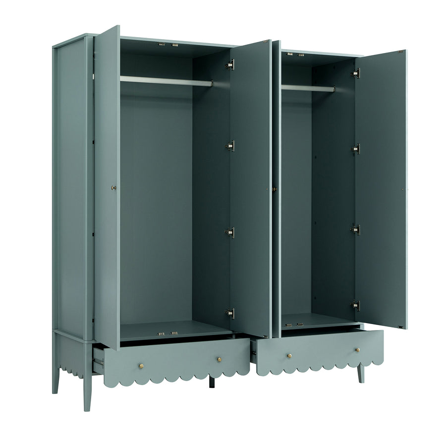 Henley Scalloped Edge 4-Door Wardrobe, Blue Spruce
