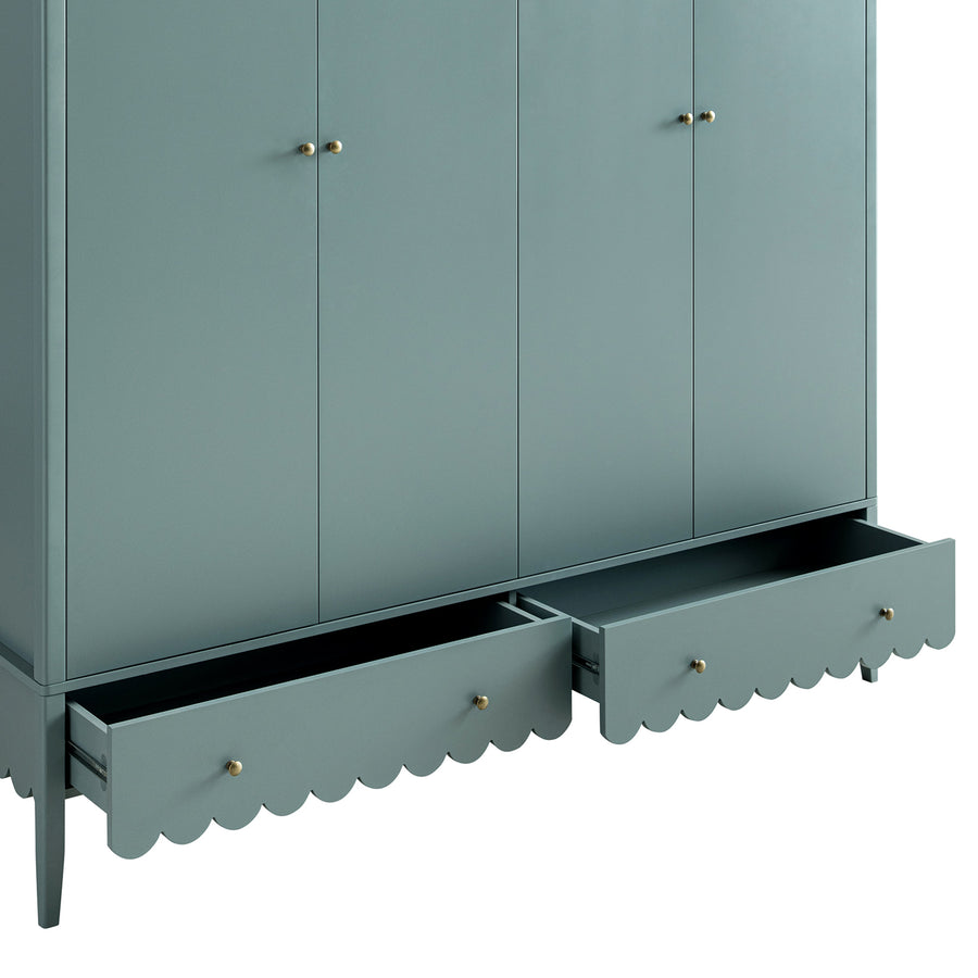 Henley Scalloped Edge 4-Door Wardrobe, Blue Spruce