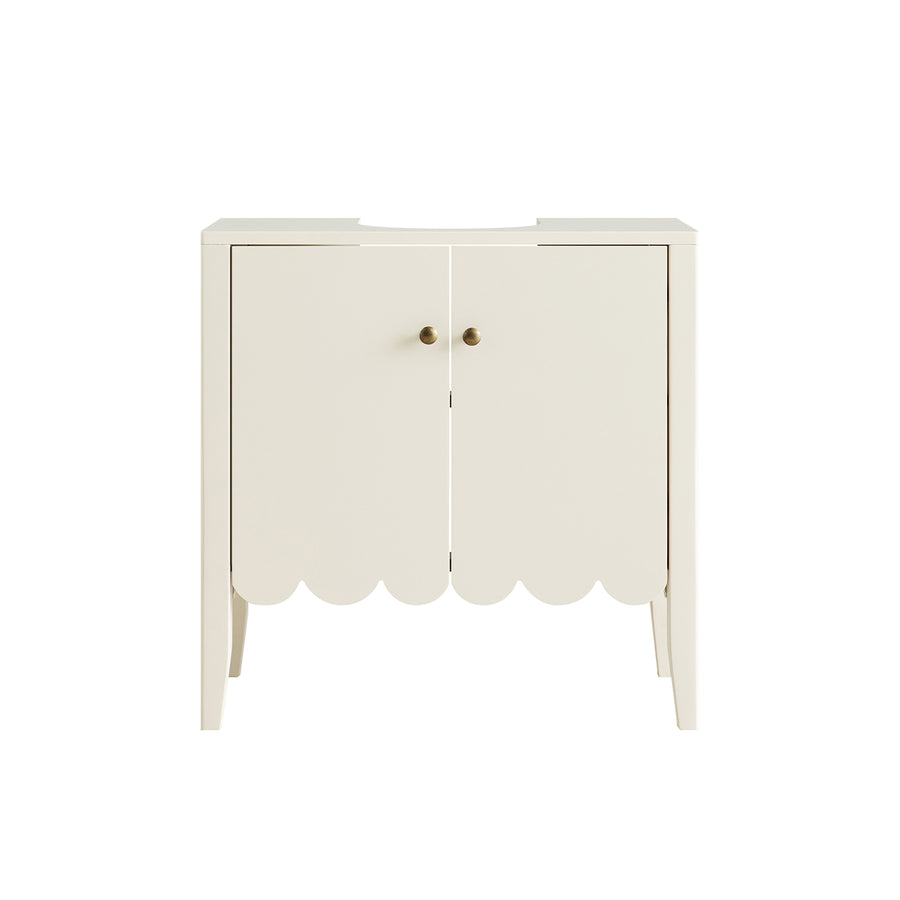 Henley Scalloped Edge Undersink Cabinet, Light Sand