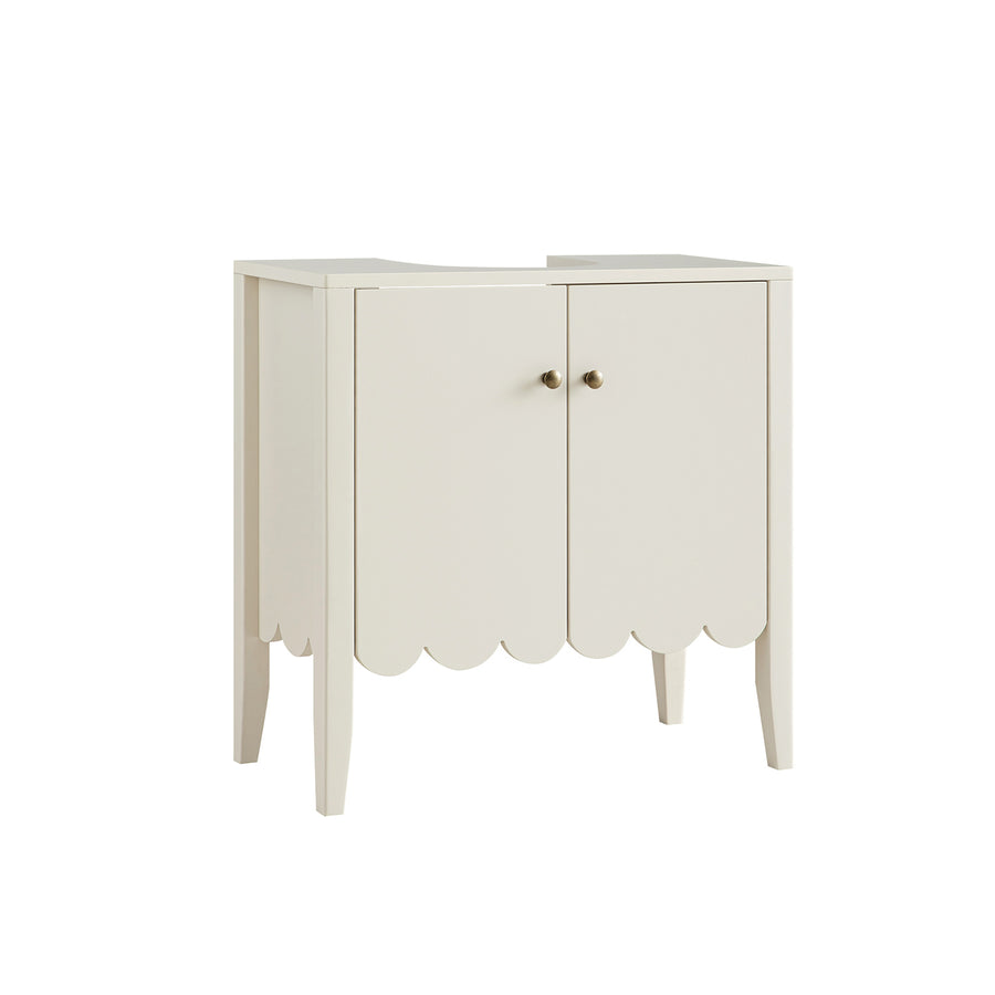 Henley Scalloped Edge Undersink Cabinet, Light Sand