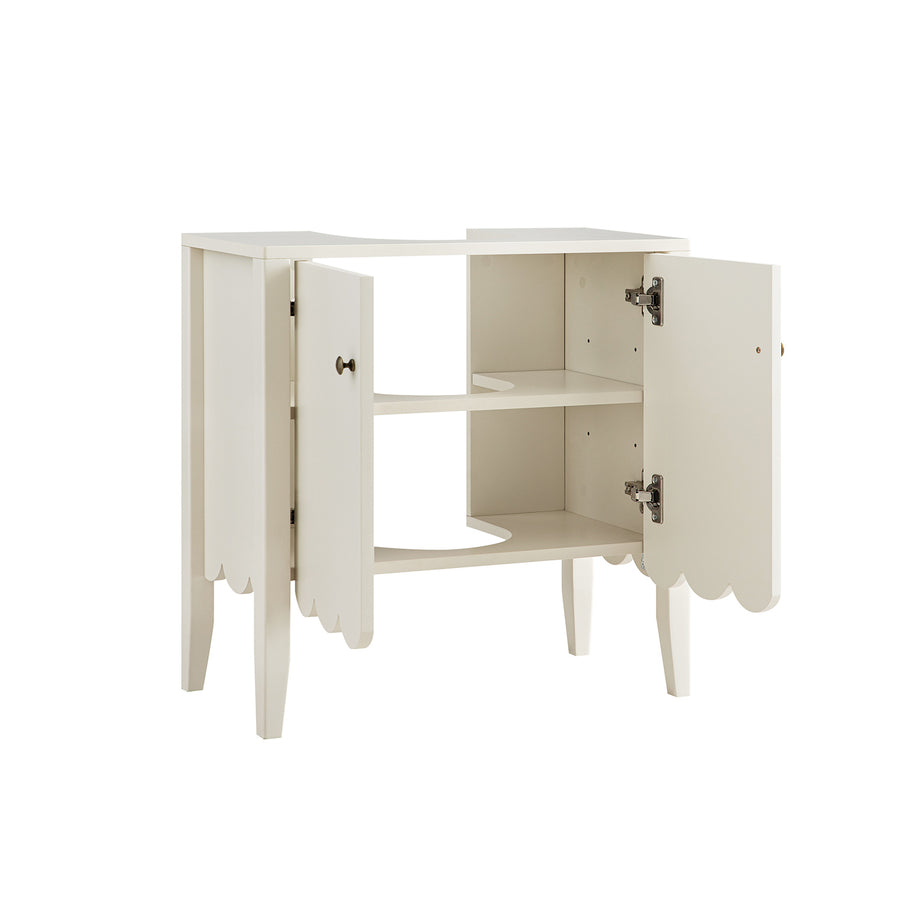 Henley Scalloped Edge Undersink Cabinet, Light Sand