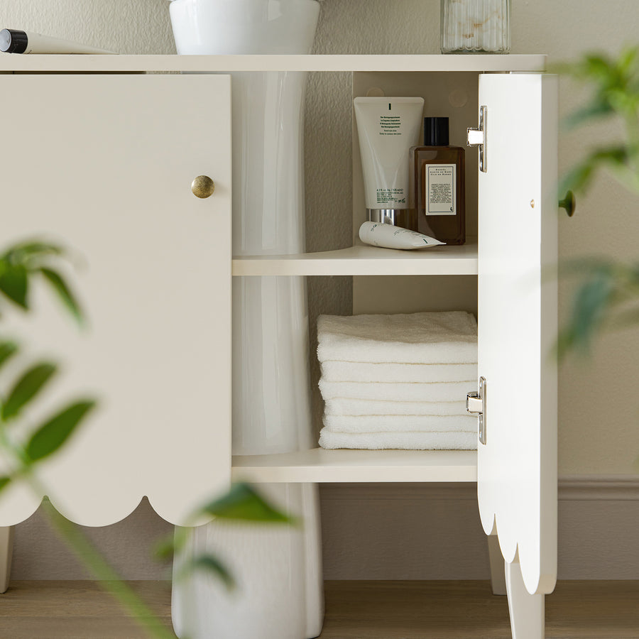 Henley Scalloped Edge Undersink Cabinet, Light Sand