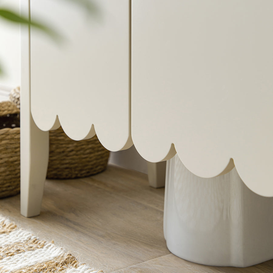 Henley Scalloped Edge Undersink Cabinet, Light Sand