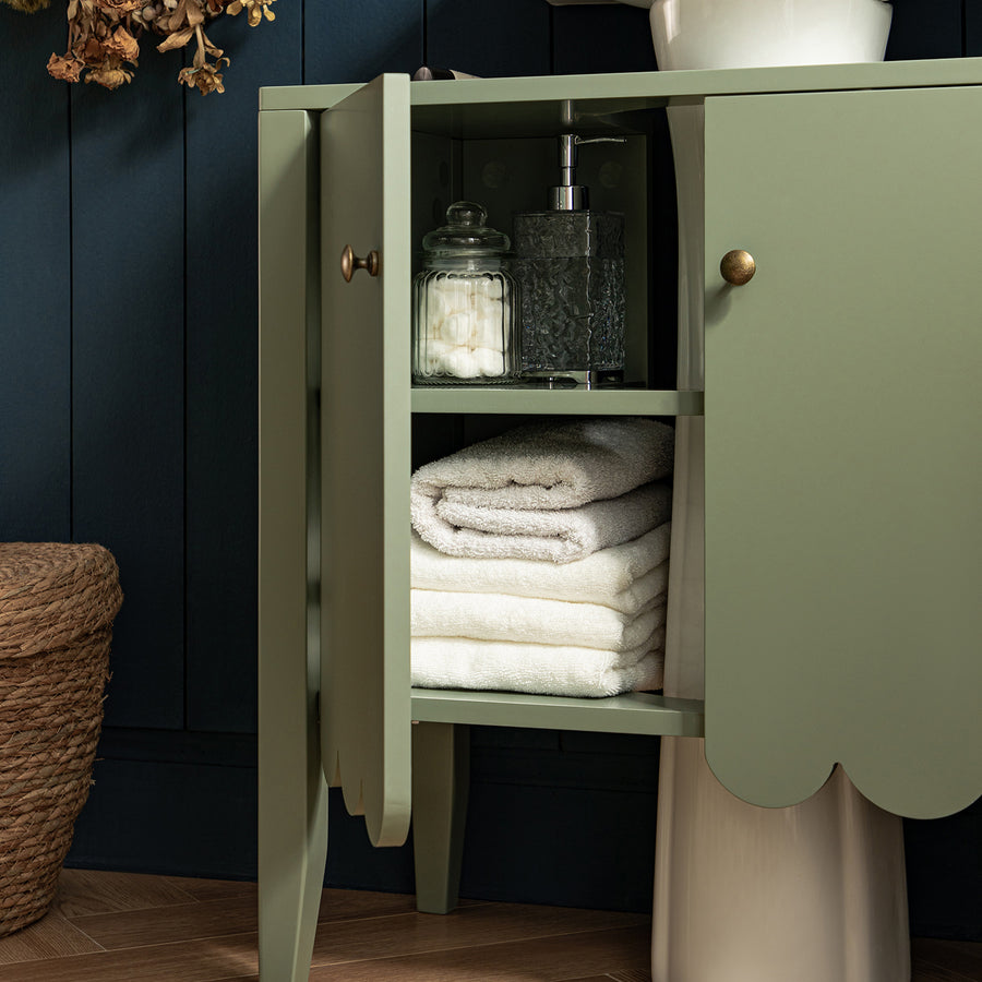 Henley Scalloped Edge Undersink Cabinet, Sage Green