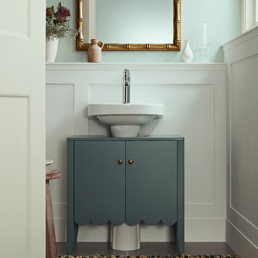 Henley Scalloped Edge Undersink Cabinet, Blue Spruce
