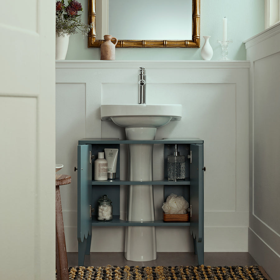 Henley Scalloped Edge Undersink Cabinet, Blue Spruce