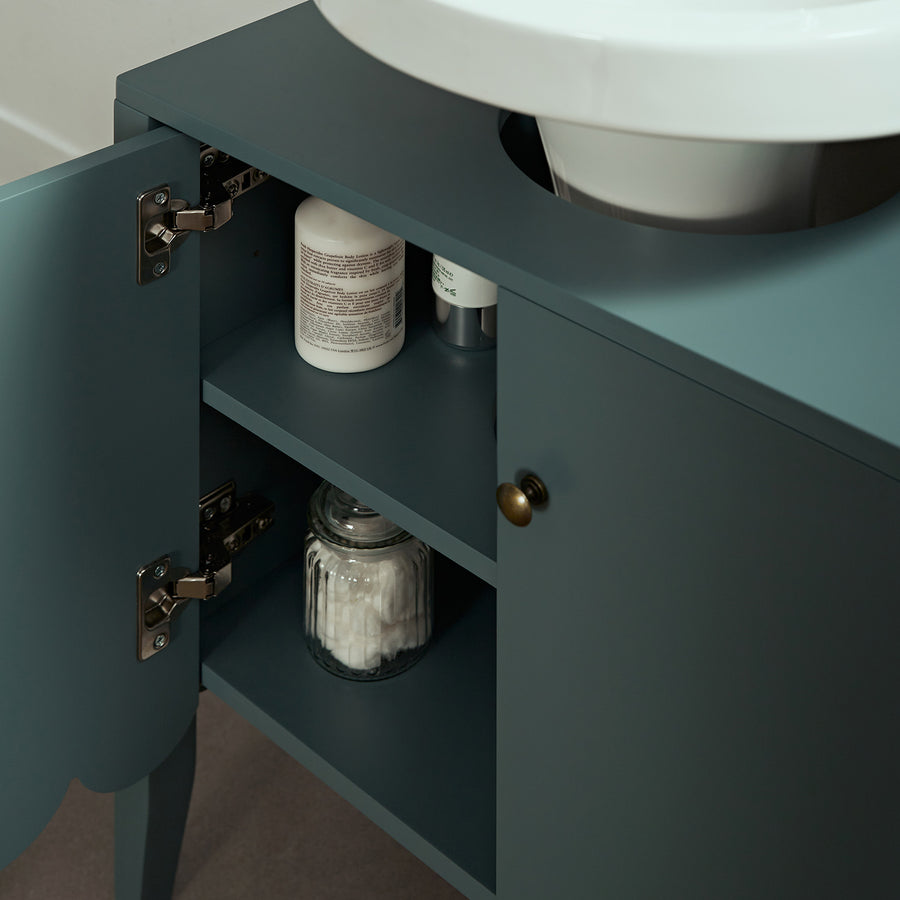 Henley Scalloped Edge Undersink Cabinet, Blue Spruce
