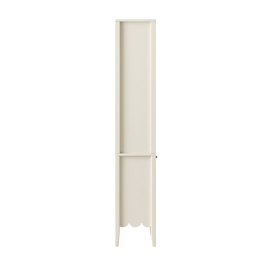 Henley Scalloped Edge Tall Storage Cabinet, Light Sand