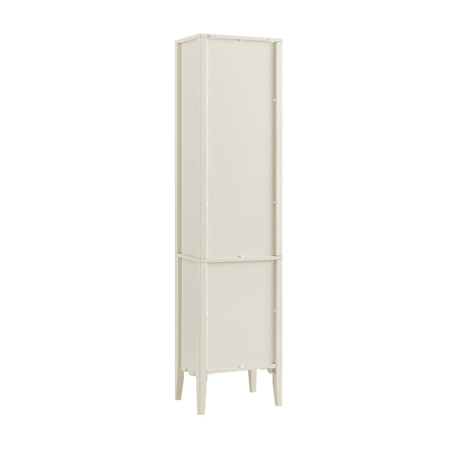 Henley Scalloped Edge Tall Storage Cabinet, Light Sand
