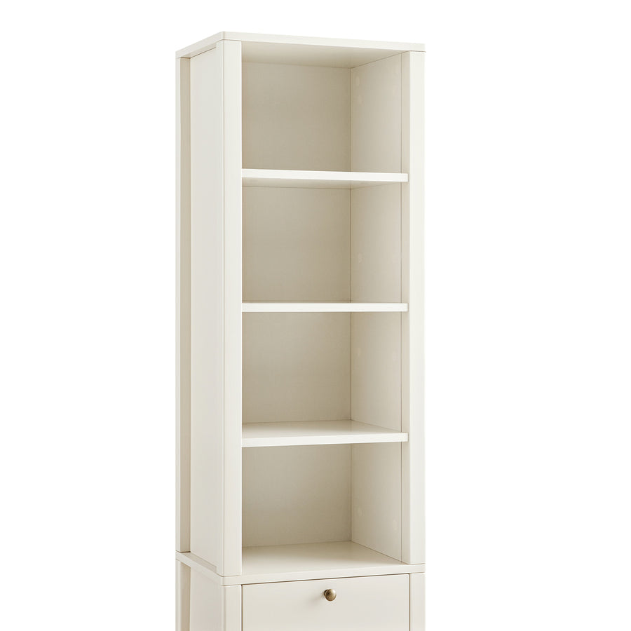 Henley Scalloped Edge Tall Storage Cabinet, Light Sand