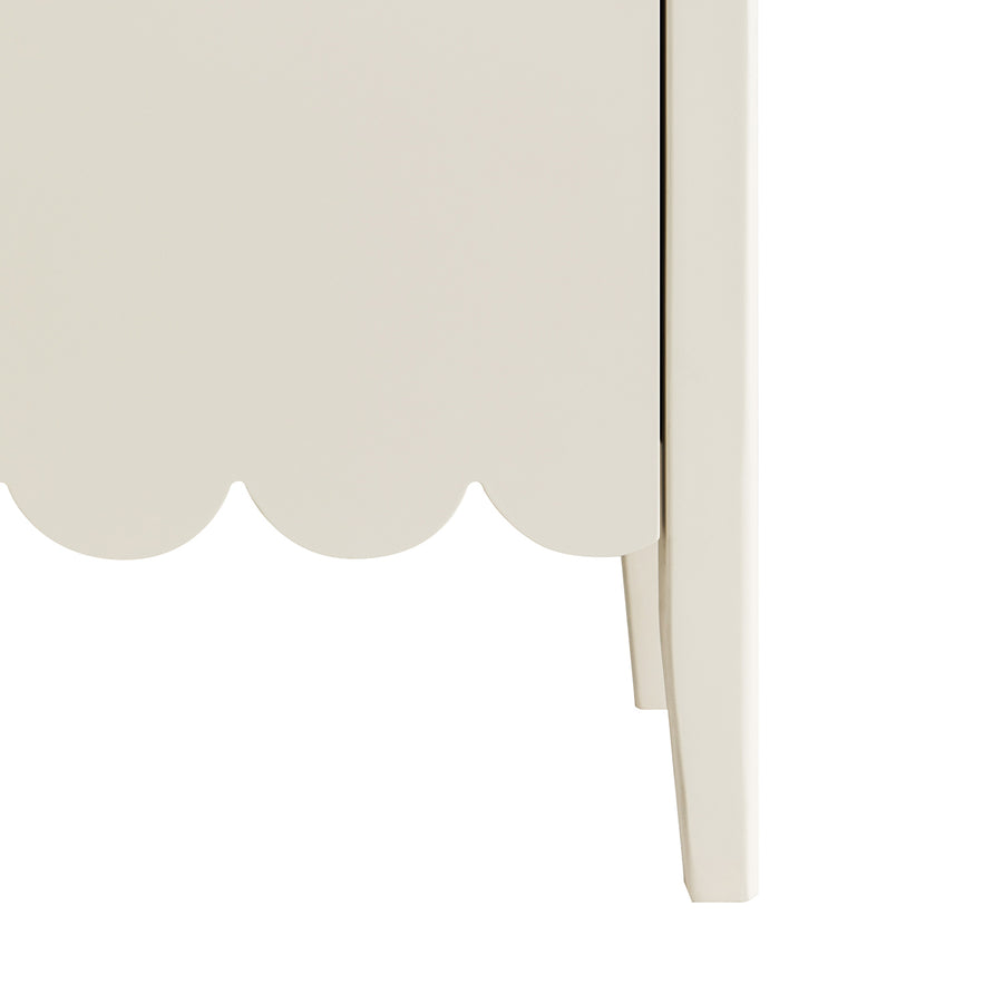 Henley Scalloped Edge Tall Storage Cabinet, Light Sand
