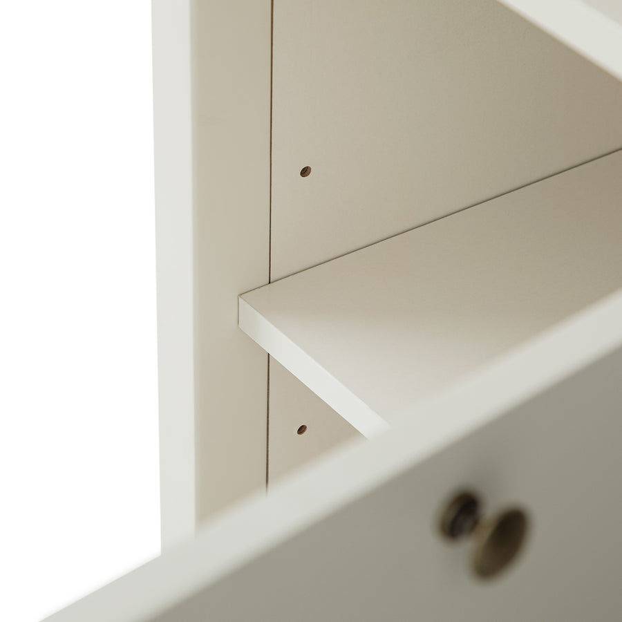 Henley Scalloped Edge Tall Storage Cabinet, Light Sand