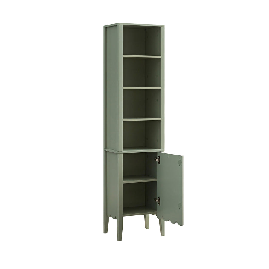 Henley Scalloped Edge Tall Storage Cabinet, Sage Green