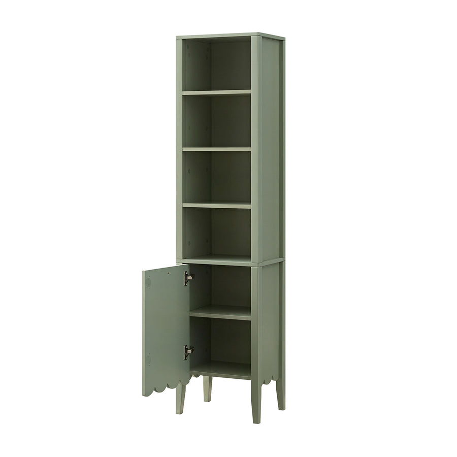 Henley Scalloped Edge Tall Storage Cabinet, Sage Green