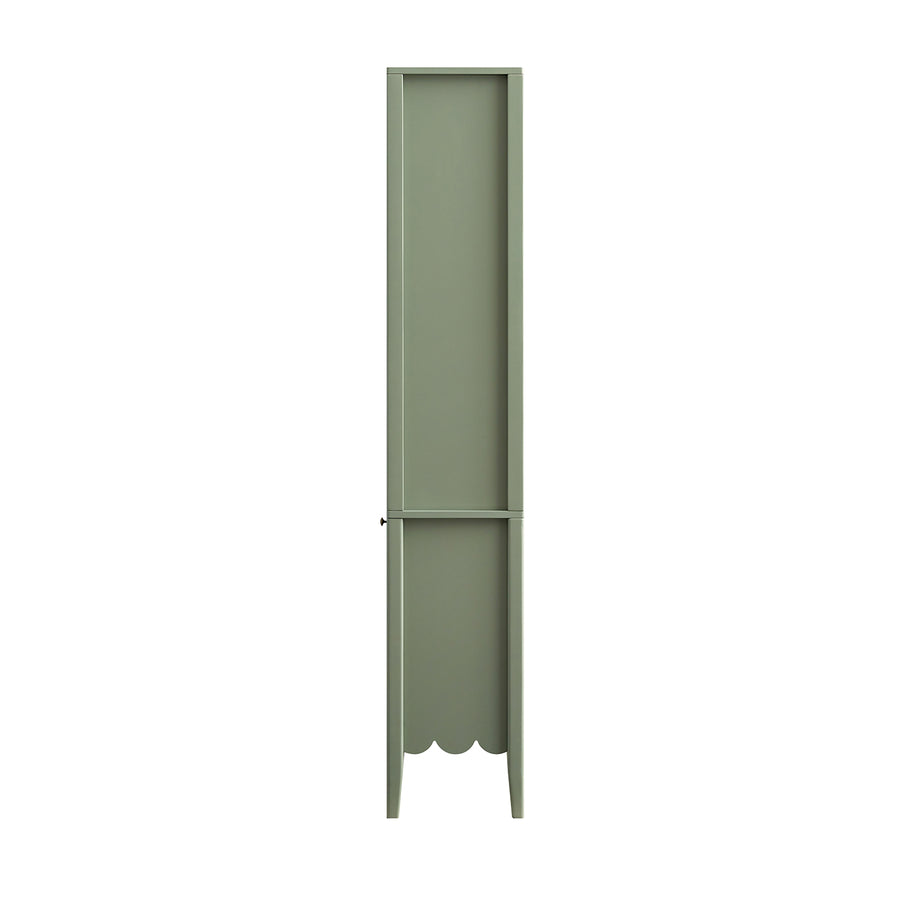 Henley Scalloped Edge Tall Storage Cabinet, Sage Green