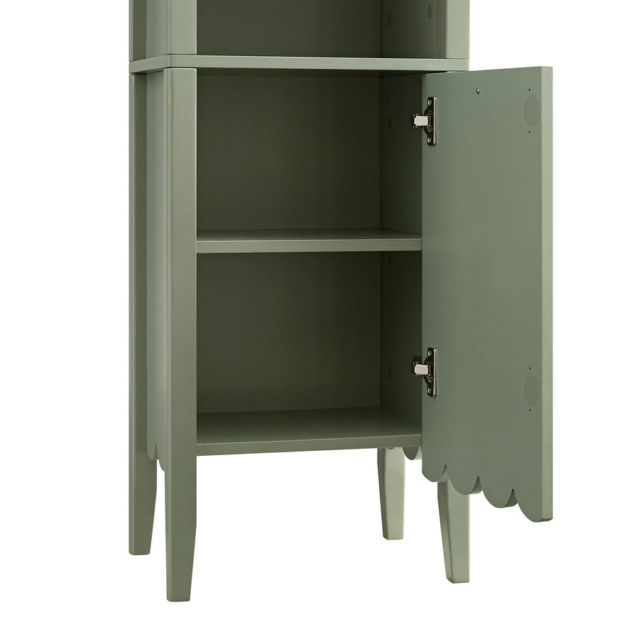 Henley Scalloped Edge Tall Storage Cabinet, Sage Green