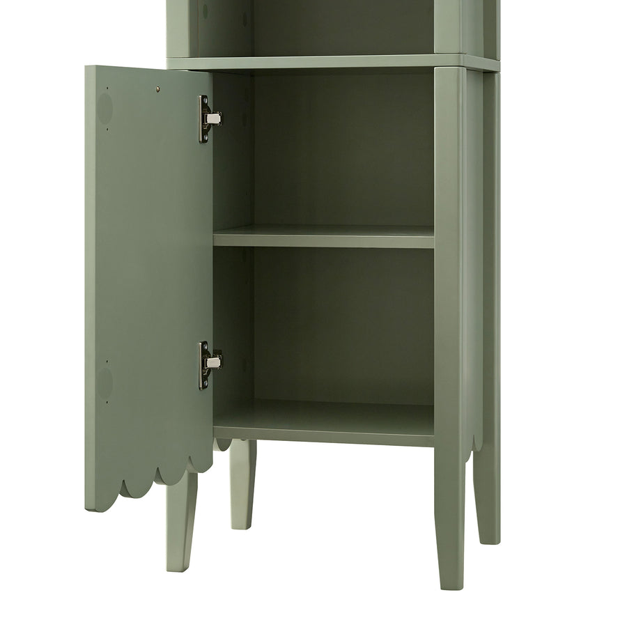 Henley Scalloped Edge Tall Storage Cabinet, Sage Green