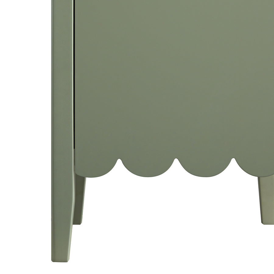 Henley Scalloped Edge Tall Storage Cabinet, Sage Green