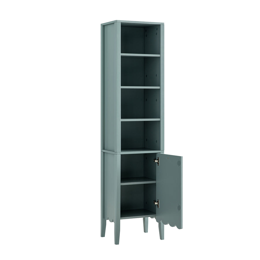 Henley Scalloped Edge Tall Storage Cabinet, Blue Spruce