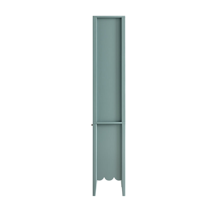 Henley Scalloped Edge Tall Storage Cabinet, Blue Spruce