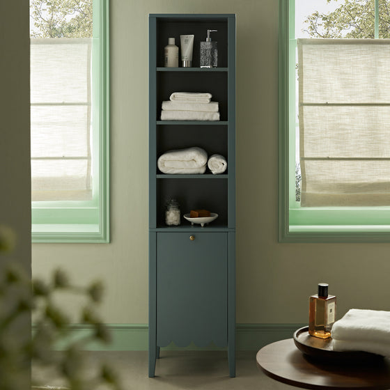 Henley Scalloped Edge Tall Storage Cabinet, Blue Spruce