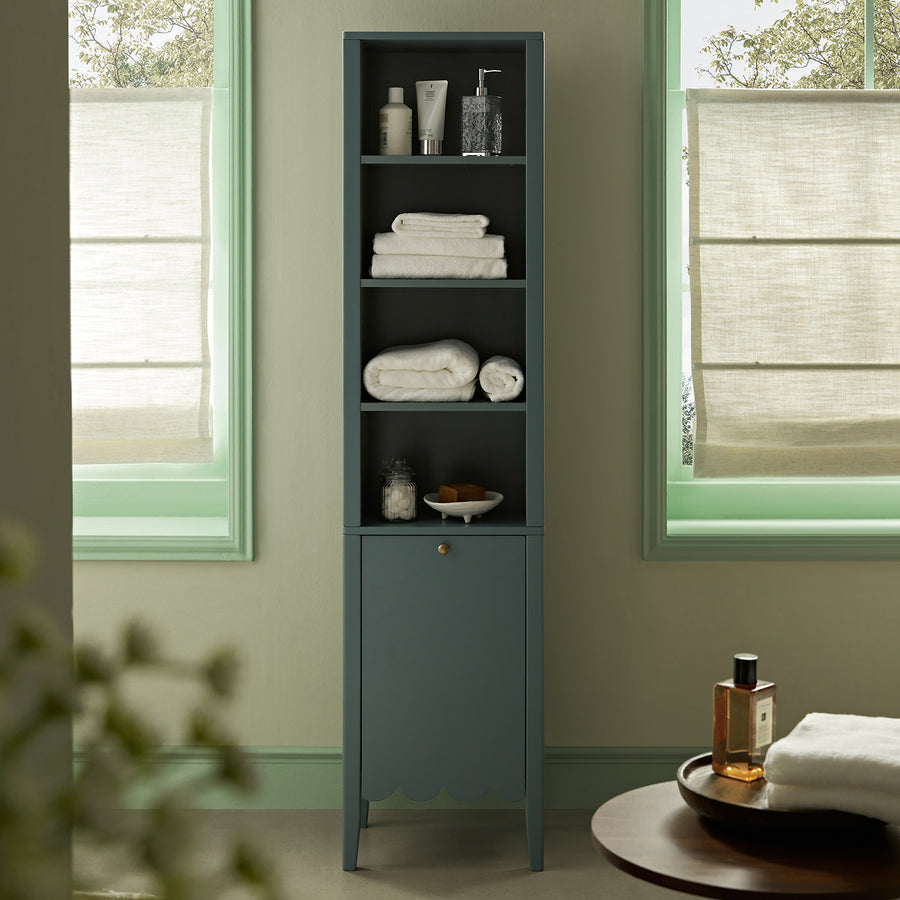 Henley Scalloped Edge Tall Storage Cabinet, Blue Spruce