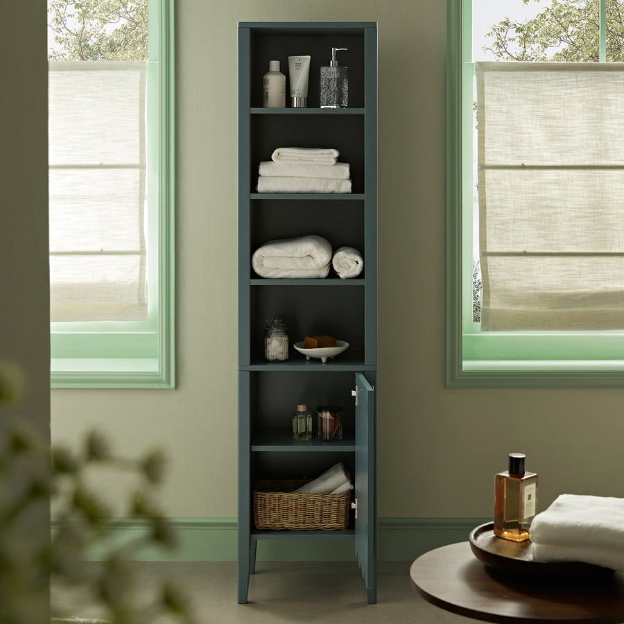 Henley Scalloped Edge Tall Storage Cabinet, Blue Spruce