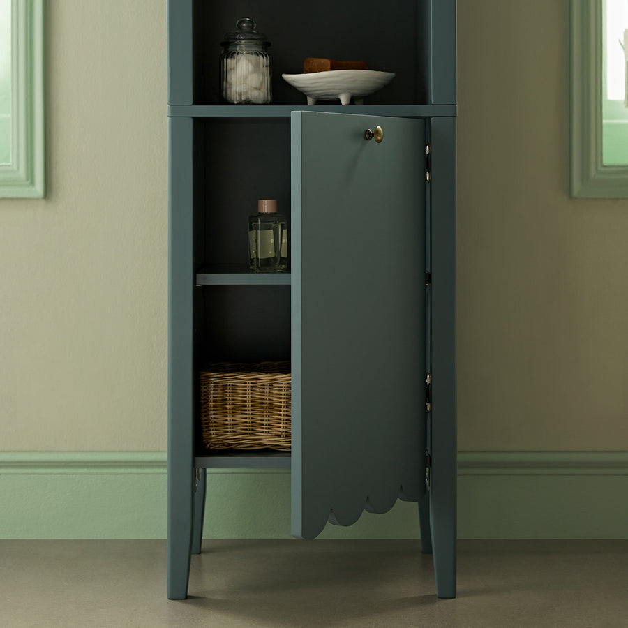 Henley Scalloped Edge Tall Storage Cabinet, Blue Spruce