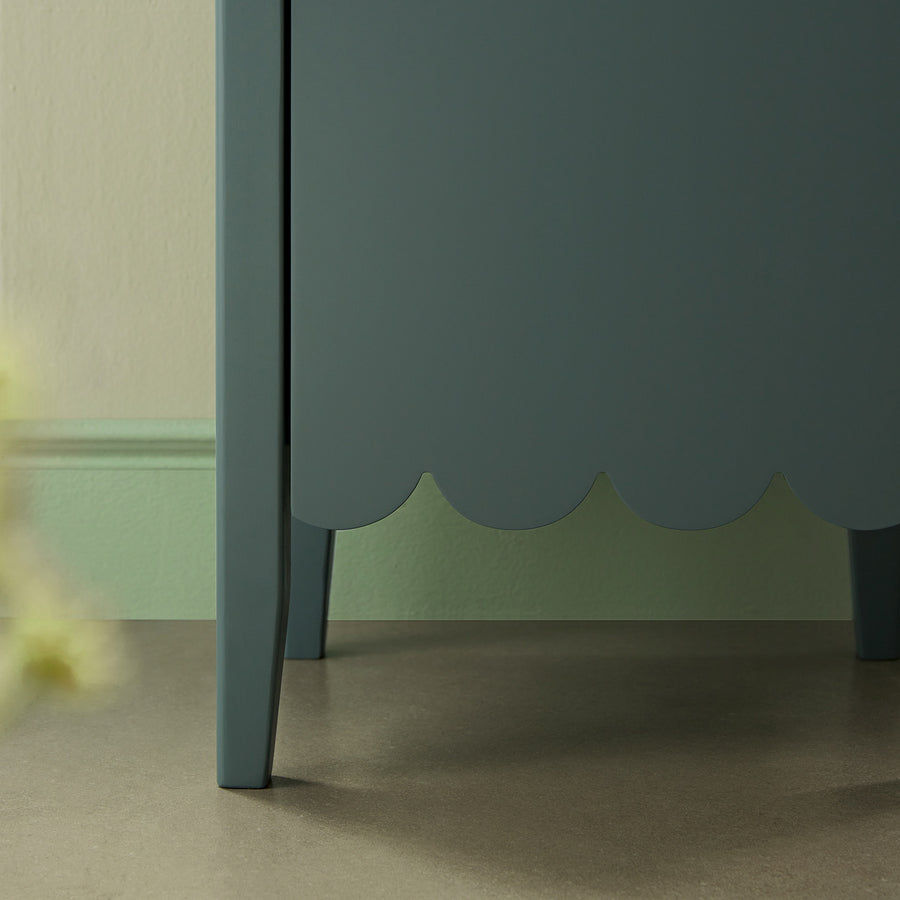 Henley Scalloped Edge Tall Storage Cabinet, Blue Spruce