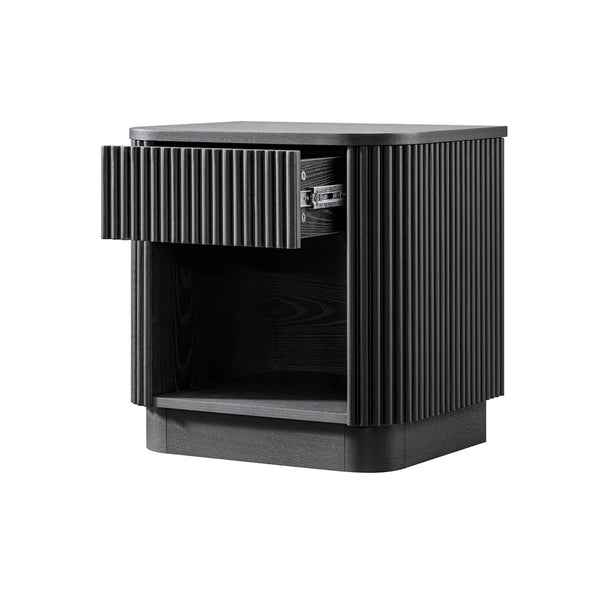 Maru 1 - Drawer Bedside Table, Black - daals