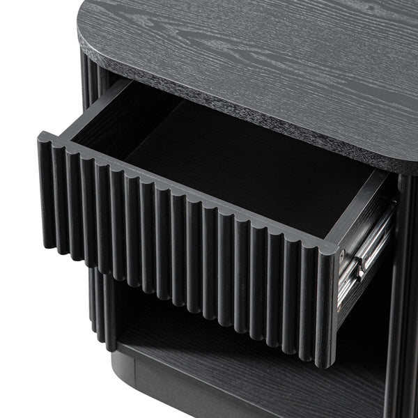 Maru 1 - Drawer Bedside Table, Black - daals