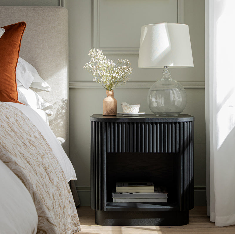 Maru 1 - Drawer Bedside Table, Black - daals