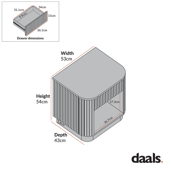 Maru 1-Drawer Bedside Table, Oak
