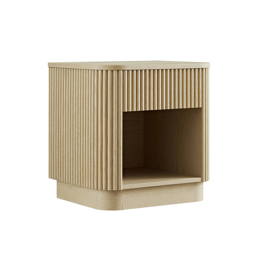 Maru 1-Drawer Bedside Table, Greige Oak