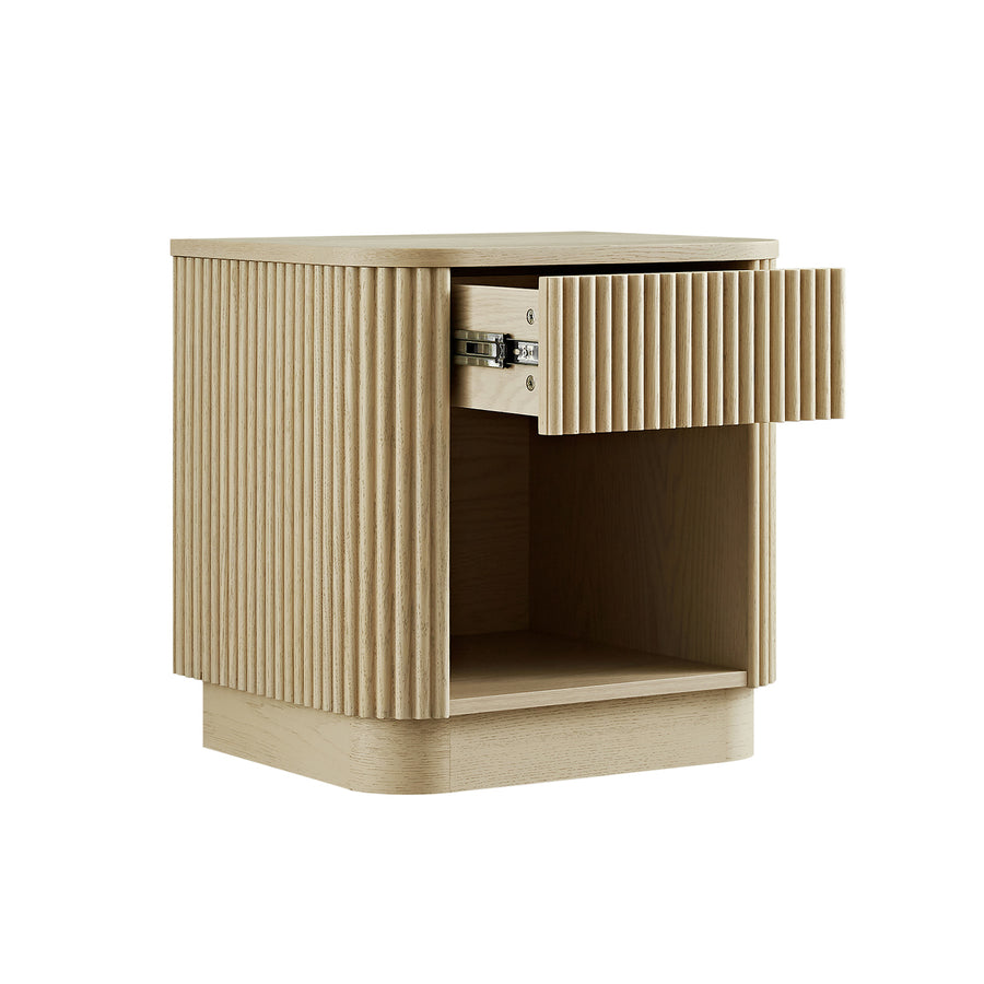 Maru 1-Drawer Bedside Table, Greige Oak