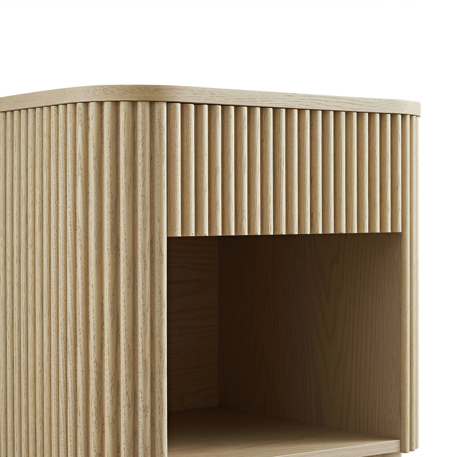 Maru 1-Drawer Bedside Table, Greige Oak